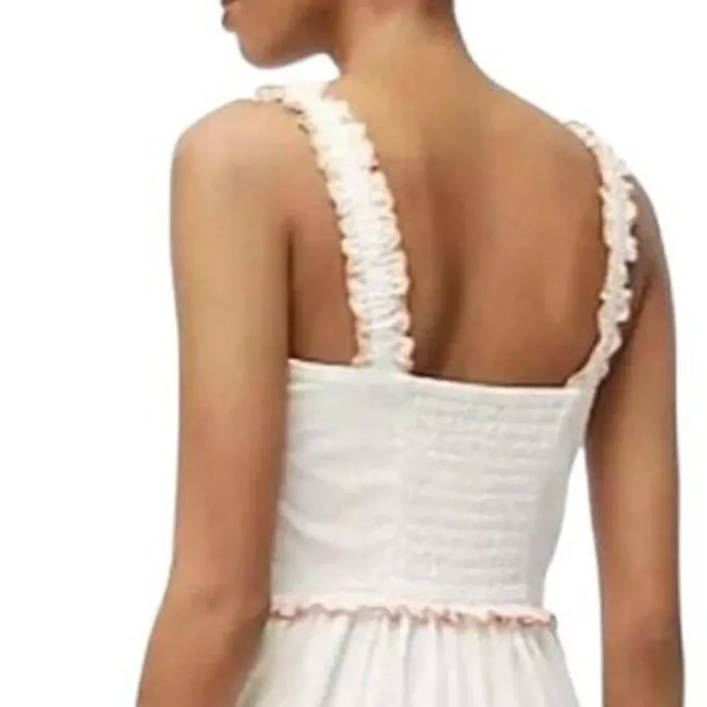 J.Crew Factory Scalloped-trim Tiered Midi Dress in White CA107 NWT - Picture 4 of 12